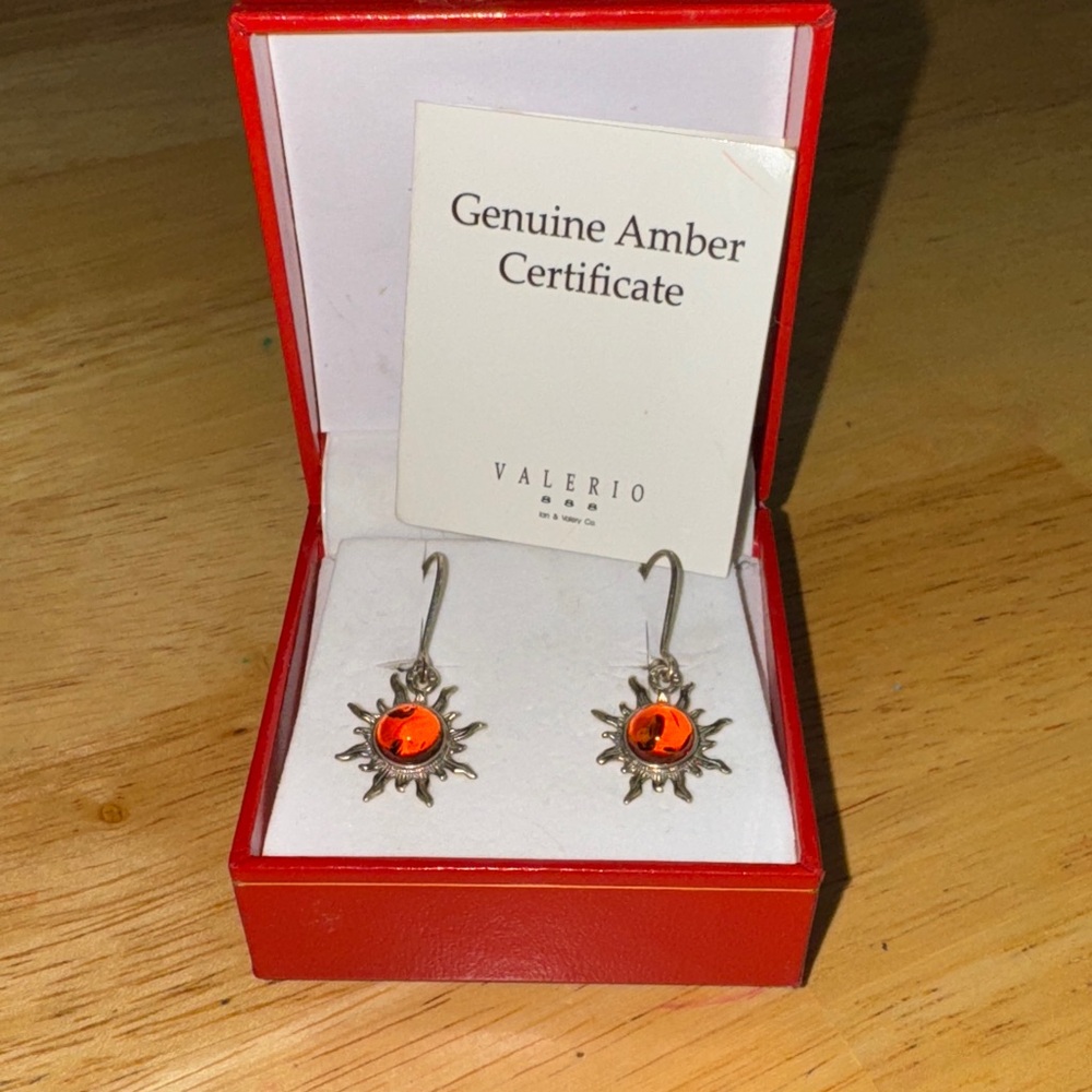 Valerio Silver and Amber Sunburst Earrings